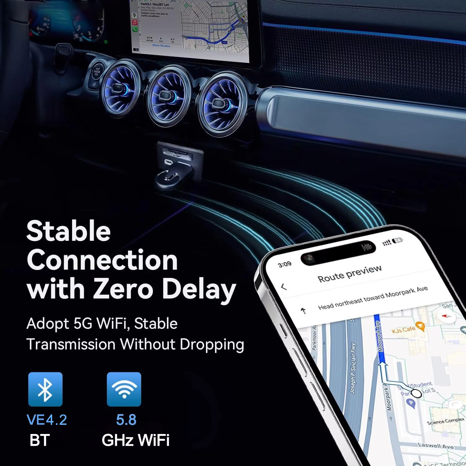 Kowankit K6 MINI Carplay Dongle Adapter for Carplay & Android Atuo