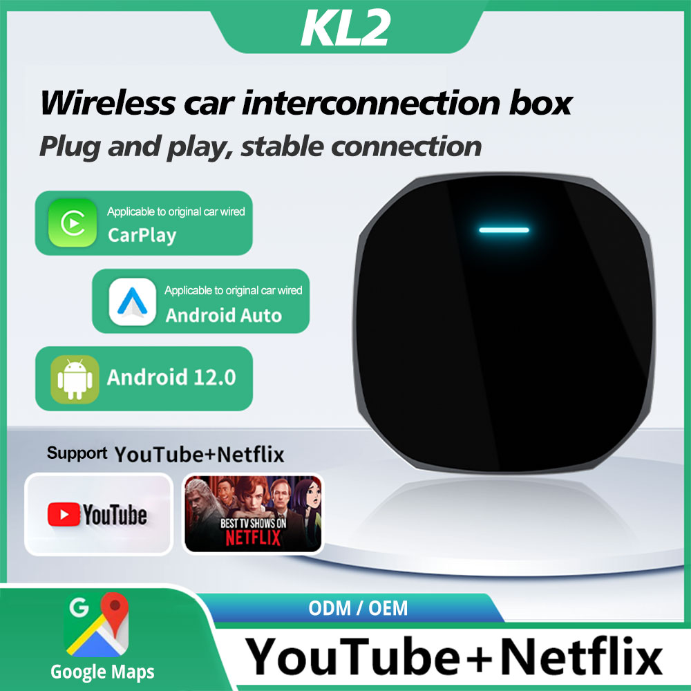 KL2 Wireless Carplay Video Box CLOSED Android 12 Carplay Android Auto 2 in 1