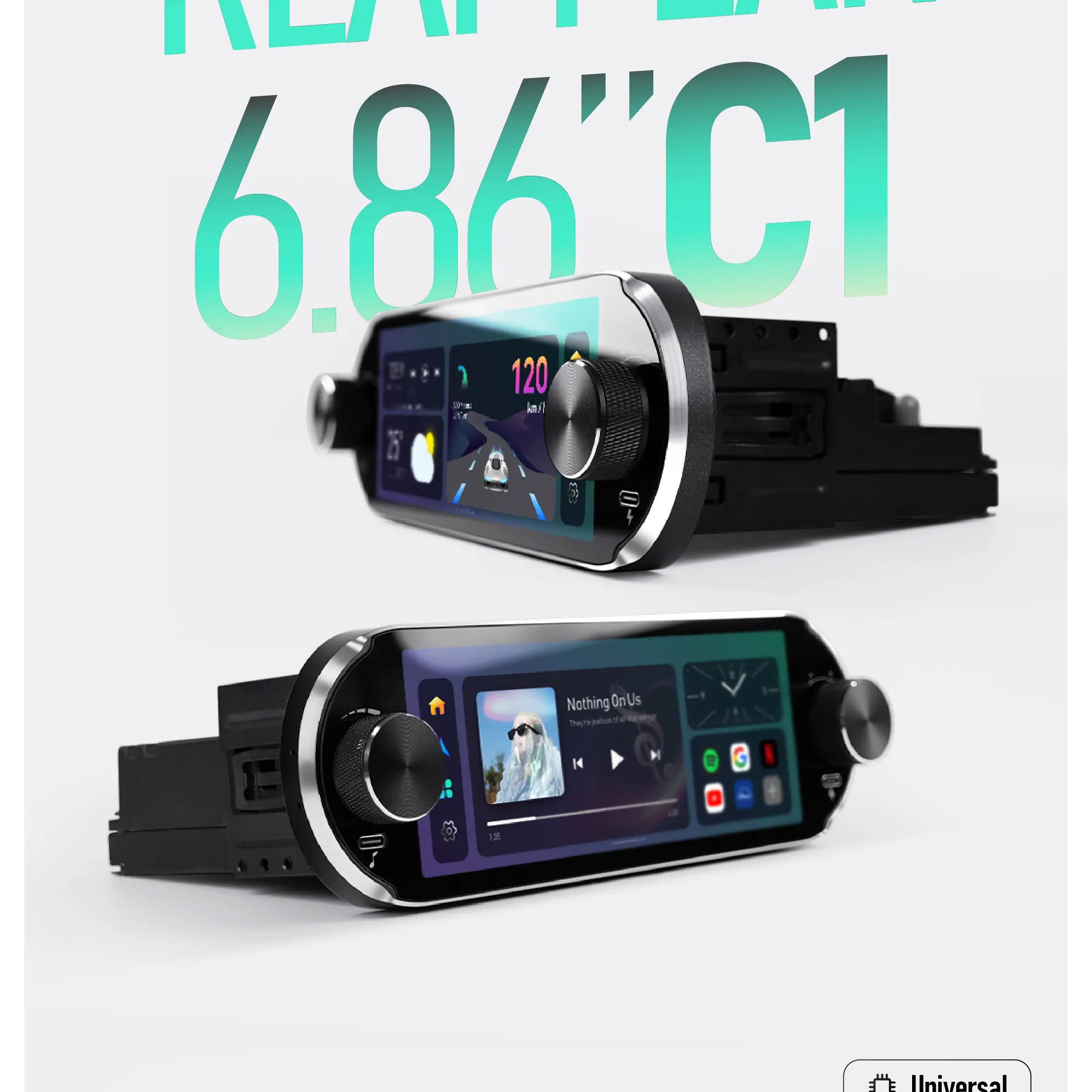 6.86 Inch 1080P QLED Car Screen Dual Knobs Car DVD Player Android System Car Stereo Touch Screen Dvd Player