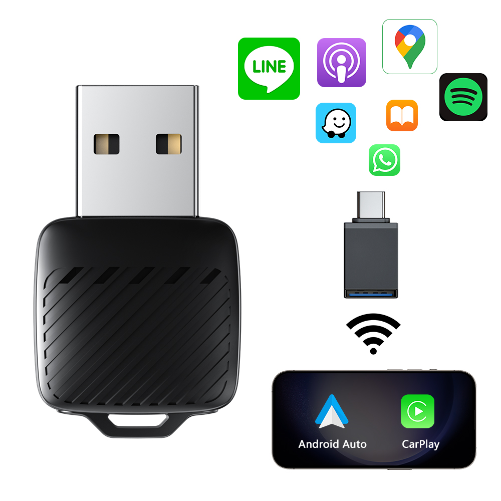 2 in 1 Wireless Carplay Adapter Dongle Car Auto Adapter to Convert Wired to Wireless, Supports Android Auto