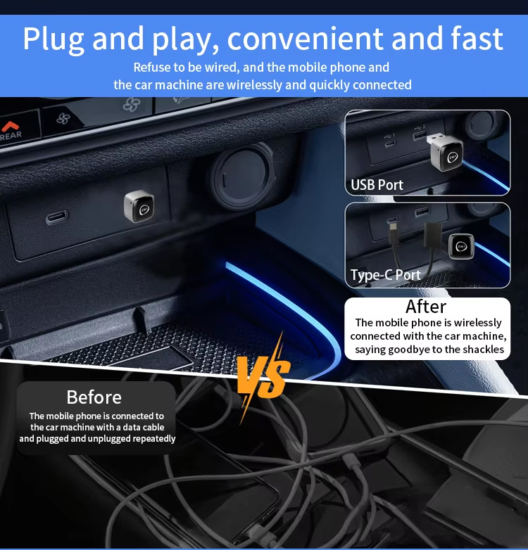 Kowankit K6 MINI Carplay Dongle Adapter for Carplay & Android Atuo