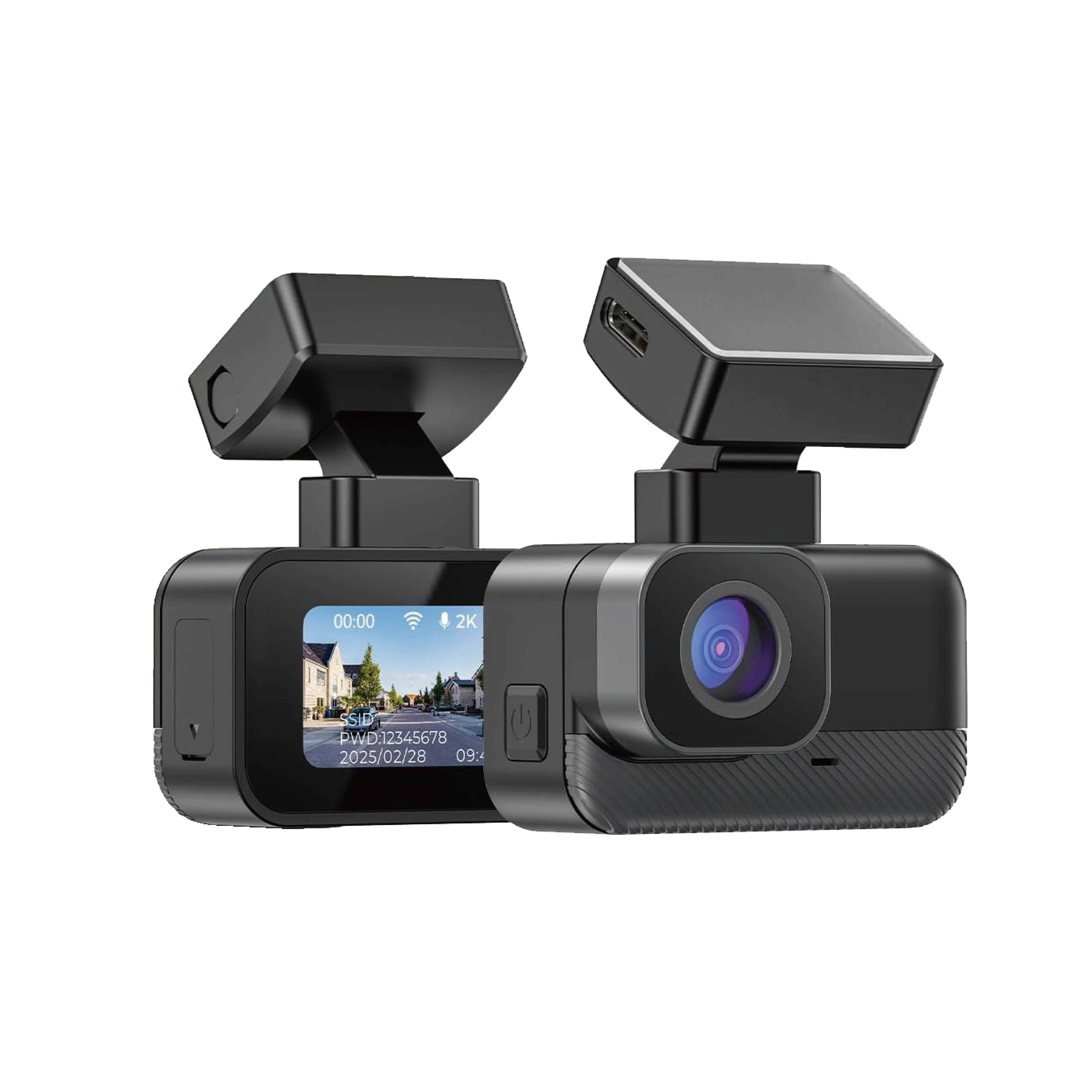Mini 1 New 2K Front Rear Dual-Recording Driving Video Recorder GPS WiFi Interconnection IPS Screen Loop Recording ADAS 170