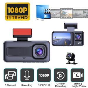 A98 1080P HD Universal Car DVR Video Recorder 2-Inch IPS Screen Dash Cam Night Vision 150 Angle 3 Lens