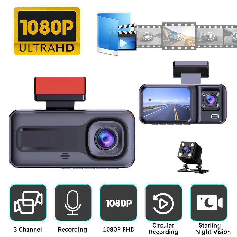 A98 1080P HD Universal Car DVR Video Recorder 2-Inch IPS Screen Dash Cam Night Vision 150 Angle 3 Lens